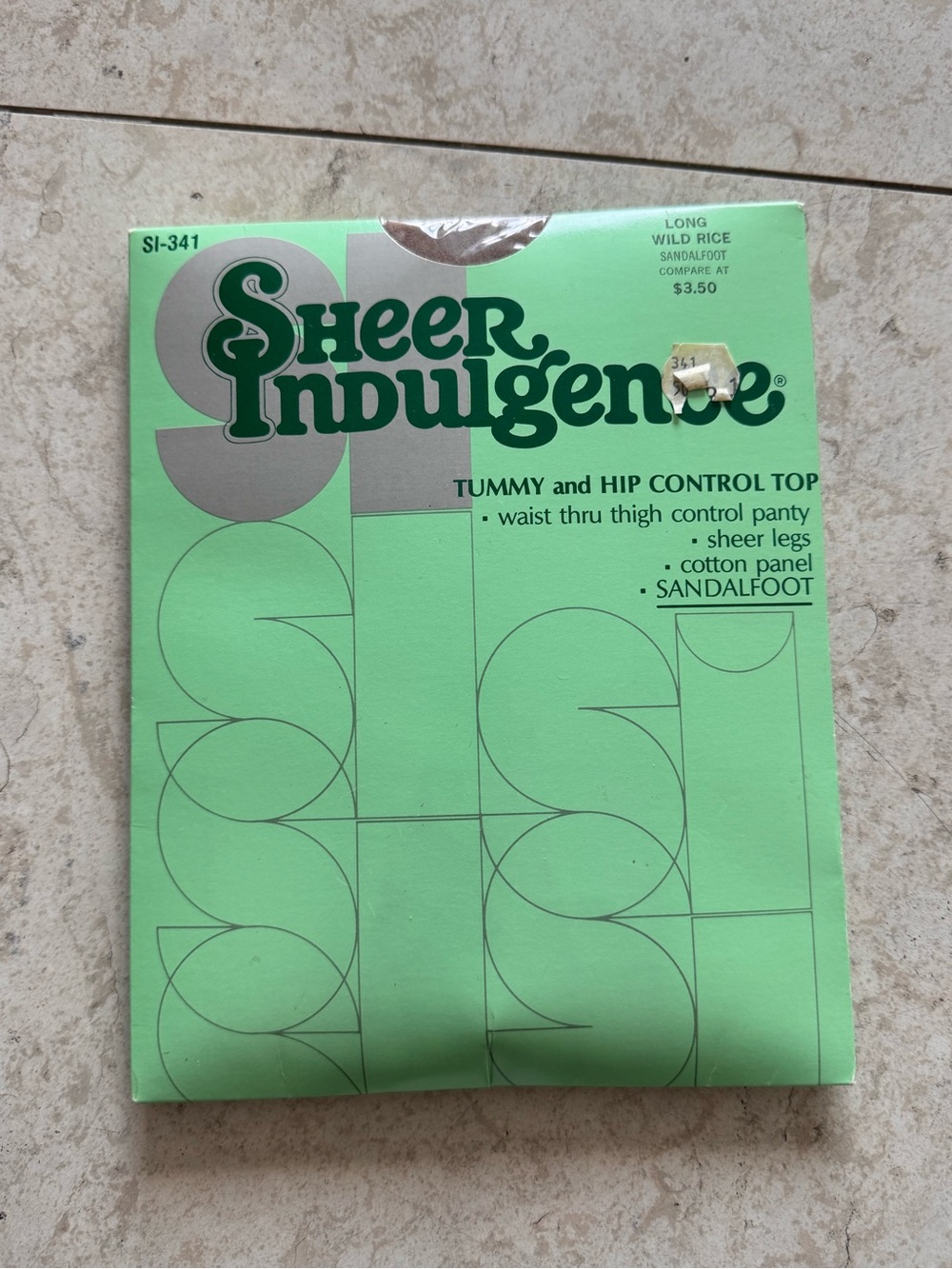 Vintage Sheer Indulgence SI-341 Pantyhose Long Wild Rice Control Top NOS